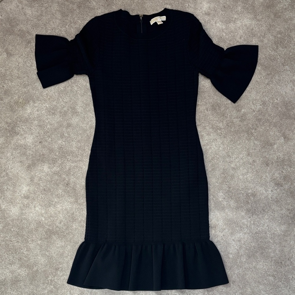 Elegant Black Ruffle Sleeve Dress